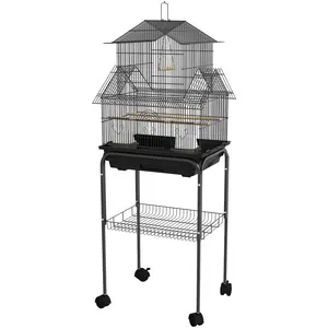 PawHut Vogelkäfig Design-Haus Futternäpfe Sitzstangen 3 Türen Kotboden... günstig