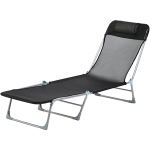 Outsunny Sonnenliege Gartenliege verstellbar klappbar mit Kissen Rückenlehne in 5 Stufen verstellbar 182L x 56B x 28H cm schwarz   Aosom günstig
