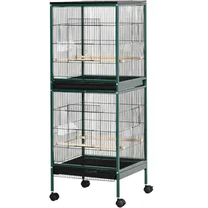 PawHut Großer Vogelkafig auf Standfuß - Doppelvoliere mit Futternäpfen... günstig