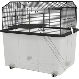PawHut Hamsterkäfig, Nagerkäfig, 2 Etagen, mit Rollen, Plattform und R... günstig