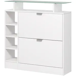 HOMCOM Moderne Schuhschrank mit zwei kippbaren Schubladen für 12 Paare... günstig