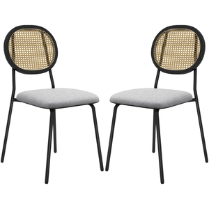 HOMCOM Set mit 2 Dining-Stühlen, Küchenstühle, Bohème-Stil, Rattanrück... günstig