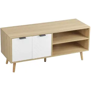 HOMCOM TV-Möbel für Fernseher bis zu 46 Zoll im skandinavischen Design mit 2 Türen, 2 Fächern mit Kabeldurchführungen 110L x 39B x 48,8H cm, Wohnzimmer, Schlafzimmer Aosom günstig