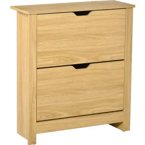 HOMCOM Schuhschrank mit 2 aufklappbaren Türen, 2 Fächer, Spanplatten, ... günstig