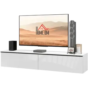 HOMCOM Wand-TV-Möbel, TV-Wandhalterung aus Holz, schwebendes TV-Bank für Fernseher bis 70 Zoll mit glänzender Effekttür, für Wohnzimmer-Schlafzimmer, 160 x 35 x 30 cm, Weiß Aosom günstig