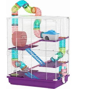 PawHut Käfig für Hamster Nager 4 Etagen mit Tunneln Fressnapf Laufrad ... günstig