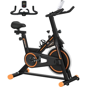 HOMCOM Heimtrainer für Zuhause, leises Indoor-Fitnessrad mit LCD-Bilds...