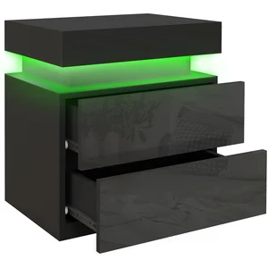 HOMCOM Nachttisch, Nachttisch, mit RGB-LED-Licht, hochglänzende Schubl... günstig