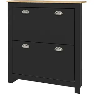 HOMCOM Schuhschrank, 2klappbare Türen, 2Fächer, silberne Metallmuschel... günstig