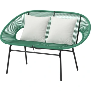 Outsunny Gartenbank 2-Sitzer aus Stahl und Rattan-Seilgeflecht mit 2 K... günstig
