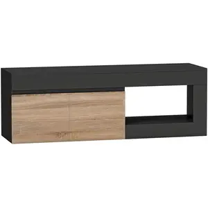 HOMCOM TV-Möbel 140 cm, TV-Schrank für Fernseher bis zu 152,4 cm mit 2 Soft-Close-Türen und offenem Fach, moderne TV-Bank für Wohnzimmer, Schlafzimmer, schwarz Aosom günstig