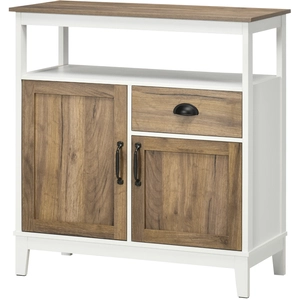 HOMCOM Buffet Küche, Aufbewahrungsmöbel, 2 Türen, mit 1 Schublade, verstellbares Regal, offenes Fach, 76,6 x 35 x 81,5 cm, Eichenbraun Aosom günstig