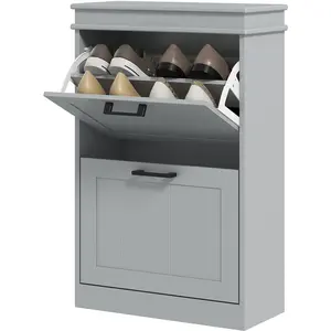 HOMCOM Schuhschrank, Schuhwandschrank, 2 Klapptüren, verstellbare Rega... günstig