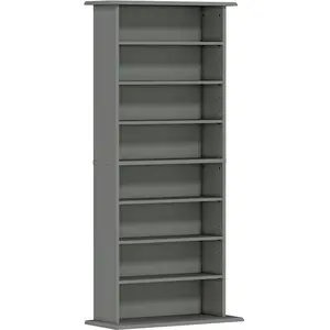 HOMCOM CD- und DVD-Aufbewahrung, Multimedia-Aufbewahrung bis zu 360 CD/185 DVD & Blu-ray, 8 Fächer mit 6 verstellbaren Einlegeböden, für Wohnzimmer/Schlafzimmer, 58 x 24 x 126,3 cm, grau Aosom günstig