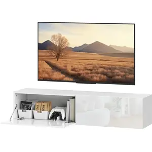 HOMCOM Schwebendes TV-Möbel für Fernseher bis zu 45 55 65 Zoll mit 2 Türen, schwebende TV-Bank für Wohnzimmer Schlafzimmer, 140 x 33 x 29,8 cm, weiß Aosom günstig