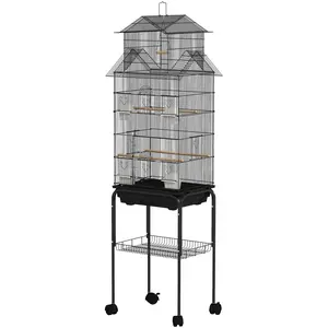 PawHut Vogelkäfig im Design eines Hauses mit Futtertrögen, Sitzstangen... günstig