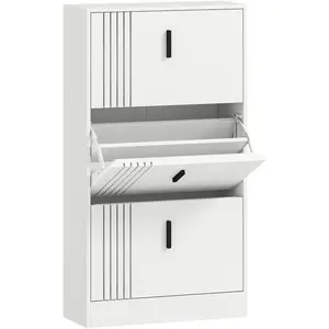 HOMCOM Schuhschrank mit 3 Klappen, 18 Paare, Schuhschrank 3 Fächer, gr... günstig