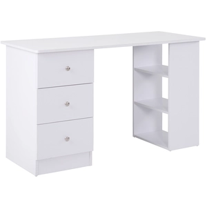 HOMCOM Schreibtisch Multimediabüro mit 3 Schubladen 2 Regalen 120L x 49B x 72H cm Weiß   Aosom günstig