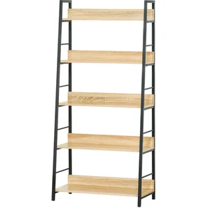 HOMCOM Geneigtes industrielles Bücherregal mit 5 Ebenen 70L x 35B x 150H cm Farbe Hell Eiche Schwarz Aosom günstig