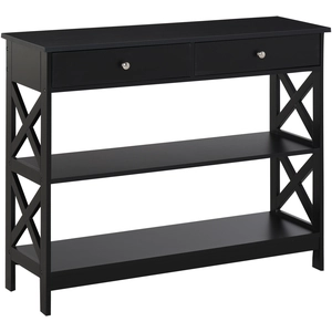 HOMCOM Konsolentisch Eingangstisch Drapierkonsole neo-retro 2 Schubladen 2 Regale Maße 100L x 30,5B x 80H cm MDF Schwarz   Aosom günstig
