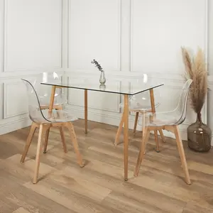 Glastisch mit Beinen aus Metall in Holzoptik, 75 x 115 cm günstig
