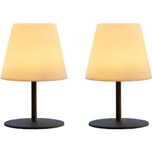 2er-Pack kabellose Tischleuchten   LUMISKY   TWINS   Höhe 16 cm   Grauer Stahlsockel   Warmweißes und weißes LED-Licht günstig