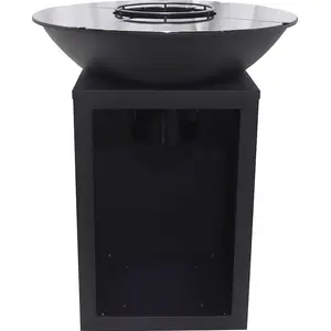 VENTE-UNIQUE BBQ Plancha-Grill und Feuerschale - Holzkohle und Holz - ...