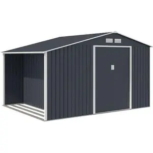 Sonstige ARCHER Metall-Gartenschuppen 8,72 m² Anthrazit, verzinkter Stahl, doppelte Schiebetüren, vordere Polycarbonat-Fenster, Erdanker-Kit günstig
