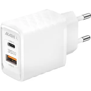 Altadif Akashi 38W Dual USB-A QC 3.0 + USB-C PD (20 W, 1 Port), USB Ladegerät, Weiss günstig