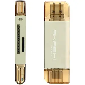 Akashi Altsdreader3in1 (Micro USB, USB, USB-C), Speicherkartenlesegerät, Grau, Weiss