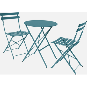 sweeek - Klappbarer Bistro-Gartentisch aus Stahl + 2 Stühlen - Wasserb... günstig