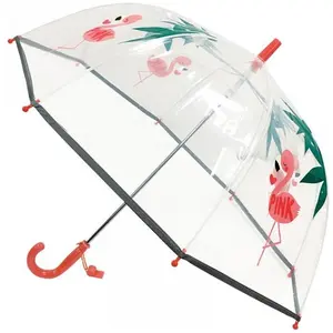 Smati, Regenschirm, Regenschirm für Kinder, transparent, Glocke, fluoreszierender Rand, Flamingo, one size, Transparent günstig