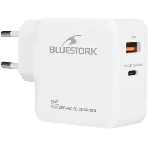 Bluestork GAN TECH 65W - USB-C/A - Blanc (65 W), USB Ladegerät, Weiss günstig
