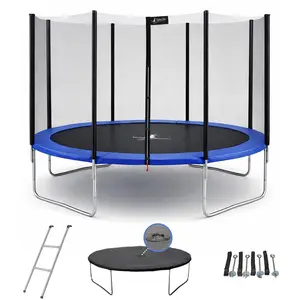 KANGUI Rundes blaues Trampolin Ø 430cm mit Netz, Leiter, Abdeckung und... günstig