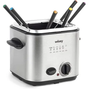Wëasy TB600 Elektrische Fritteuse & Fondue/ 1,2 l/Edelstahl/6 Gabeln/G...
