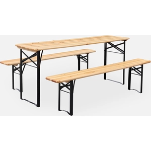 sweeek - Holztisch mit 2 Sitzbänken 180cm - Natur günstig
