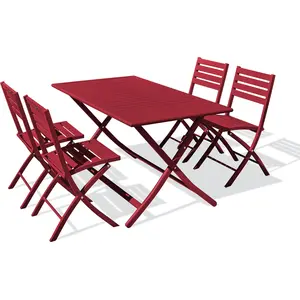 4-Sitzer-Garten-Essgruppe aus karminrotem Aluminium günstig