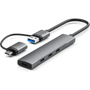 DLH USB-C (M)/USB-A (M) HUB WITH 4 USB-C (F) PORTS - 4X USB-C 3.2 G (USB-C, 4 Ports), Dockingstation + USB Hub, Silber