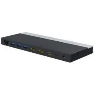 DLH Station D Accueil USB-C 4k Triple Affichage Avec Power 65w (USB-C, 4 Ports), Dockingstation + USB Hub, Grau, Schwarz