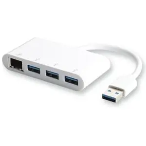 DLH USB-A ADAPTER TO 3 USB-A+RJ45 (USB-A, 3 Ports), Dockingstation + USB Hub, Weiss