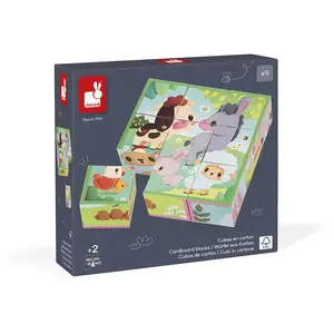 Janod Farm 9 Bauernhoftier-motiv Kartonblöcke Puzzle