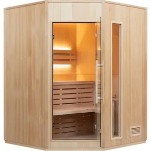 ZEN Dampfsauna Eckig - 3/4 Personen - Frankreich Sauna - 150 x 150 x 200 cm - Fichtenholz - Komplettpaket 4.5kW günstig