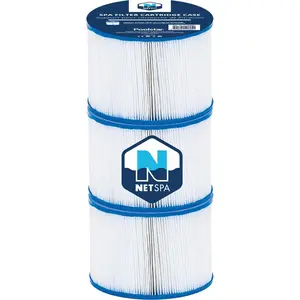 Set mit 3 NetSpa Spa-Filterpatronen - Ø 10.4 cm x H 8cm -150 Falten - ...