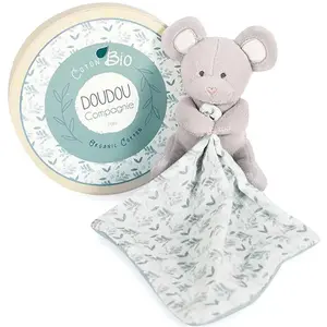 Doudou et Compagnie, Schmusetuch, Bio Maus mit Schmusetuch,olivgrün 15cm (15 x 17 cm)