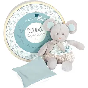 Doudou et Compagnie, Schmusetuch, Bio Maus mit Schmusetuch,olivgrün 22cm (22 x 7 cm)