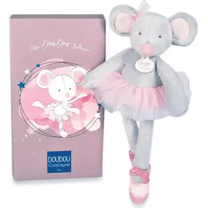 Doudou Geschenkset - Plüschtier Maus grau Ballerina 30 cm
