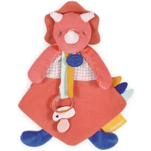 Doudou et Compagnie, Schmusetuch, Dino Lou Schmusetuch mit Schnullerhalter,orange 23cm (23 x 17 cm)