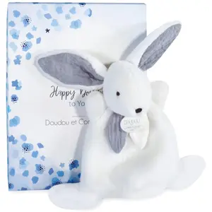 Doudou et Compagnie - Mini Kuscheltier Hase   Happy Glossy   Grau   17...