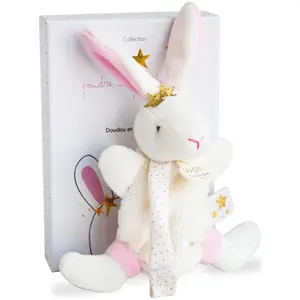Doudou et Compagnie, Schmusetuch, Hase Stern Schmusetuch mit Schnullerhalter15cm (15 x 12 cm)