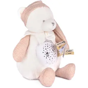 Doudou et Compagnie, Nachtlicht, Nachtlicht Sterne & Musik, Bär rosa 19cm